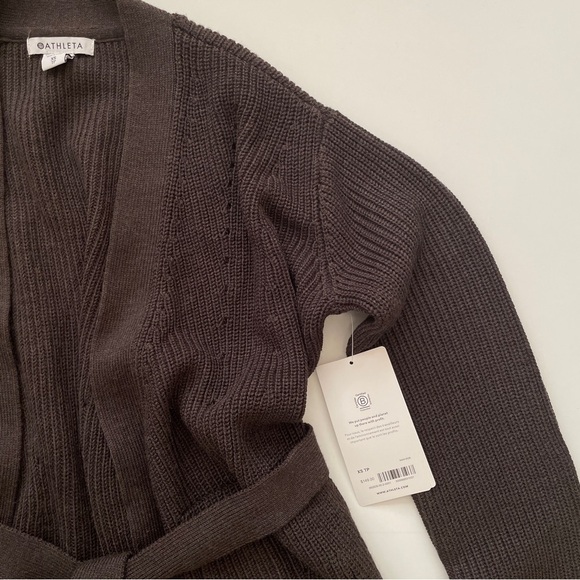 Athleta Scenic Wrap Cardigan Sweater Size XS Walnut Brown Cozy Long Merino Wool - Picture 6 of 10